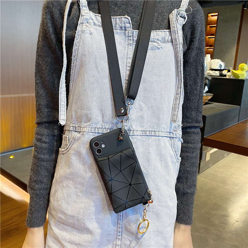 Crossbody anti-fall wallet silicone case for iPhone