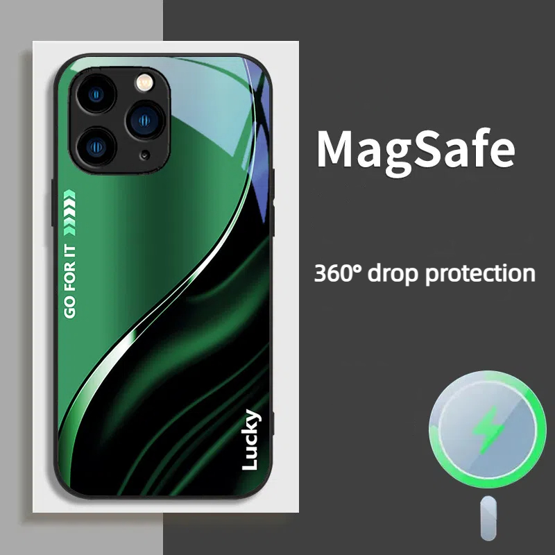 Green Phone Case Tempered Glass For Iphone