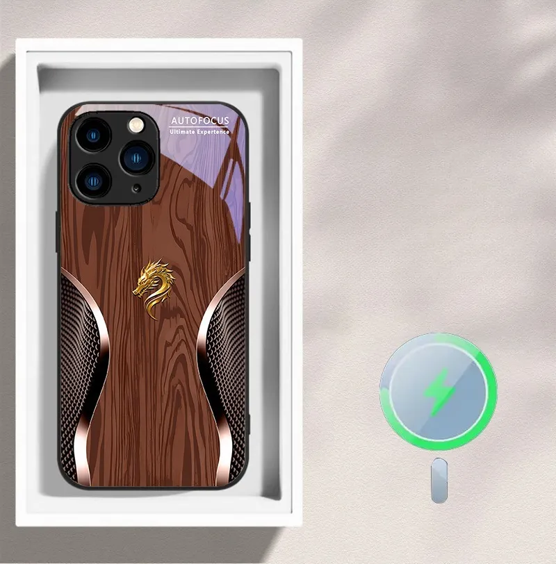 Magsafe Dragon Spirit Wood Grain Case For iPhone