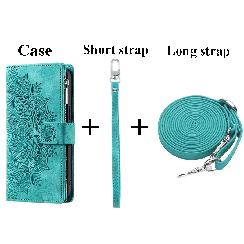 Embossing  Leather Flip Wallet Case For Samsung