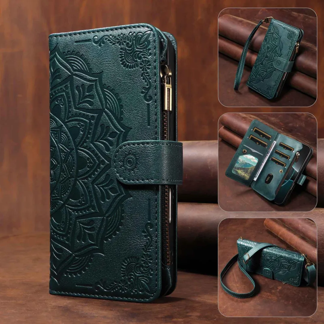 RFID Mandala Pattern 9-Card Crossbody Wallet Case for Samsung