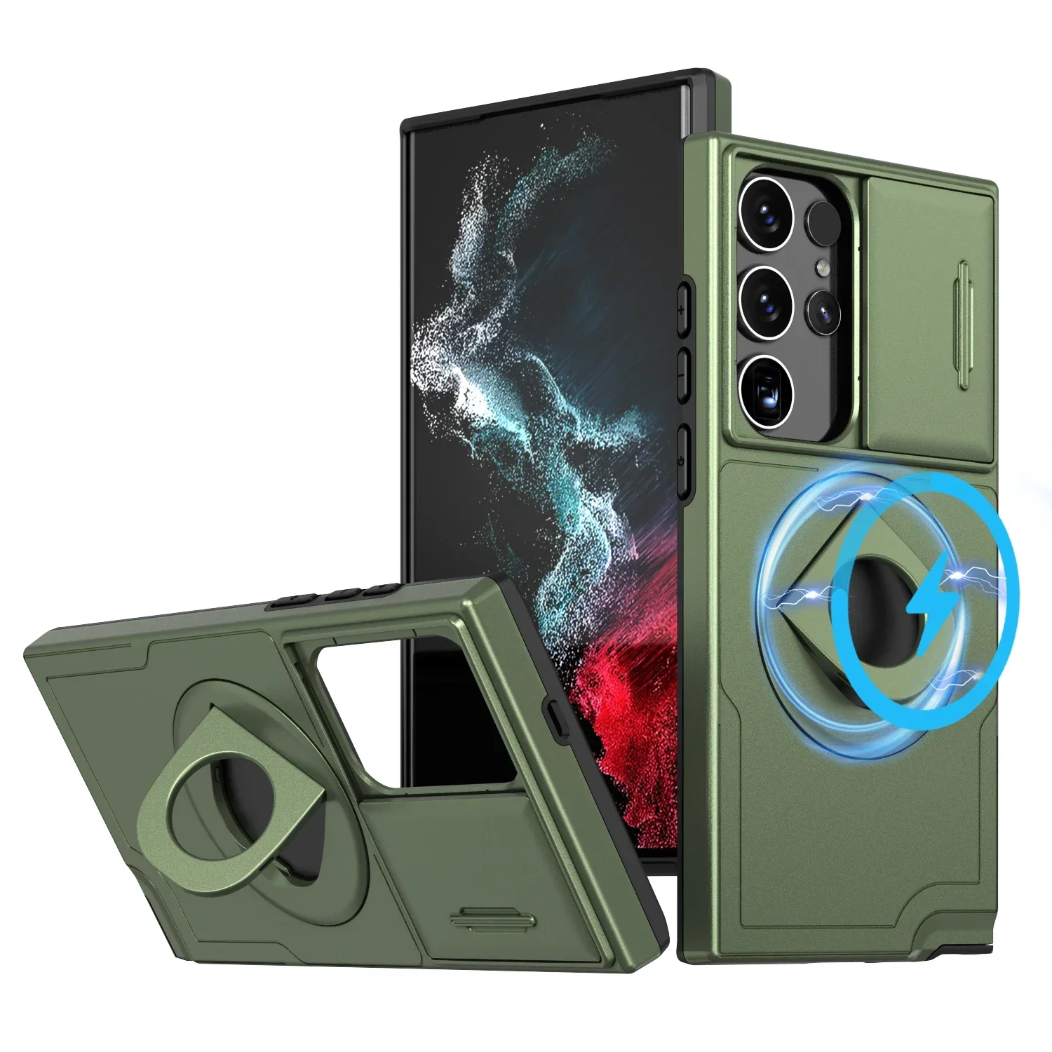 Slide Camera Protection Magnetic Ring Holder For Magsafe Case for Samsung