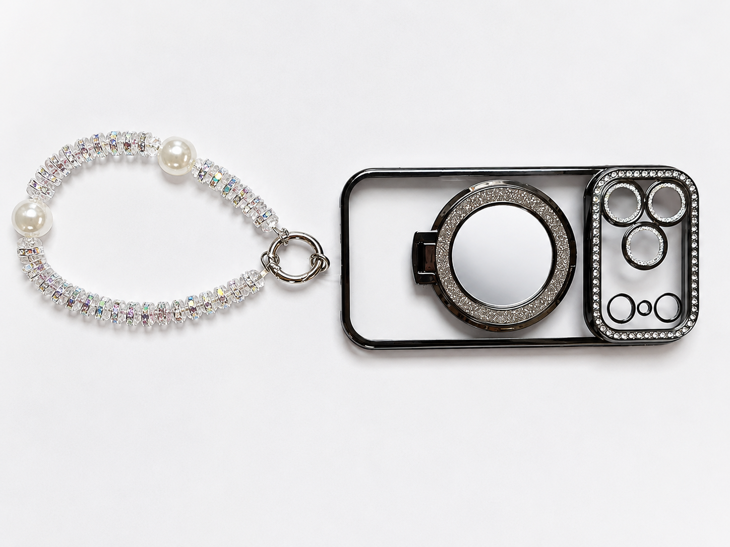 Chain Mirror Ring Stand Case for iPhone