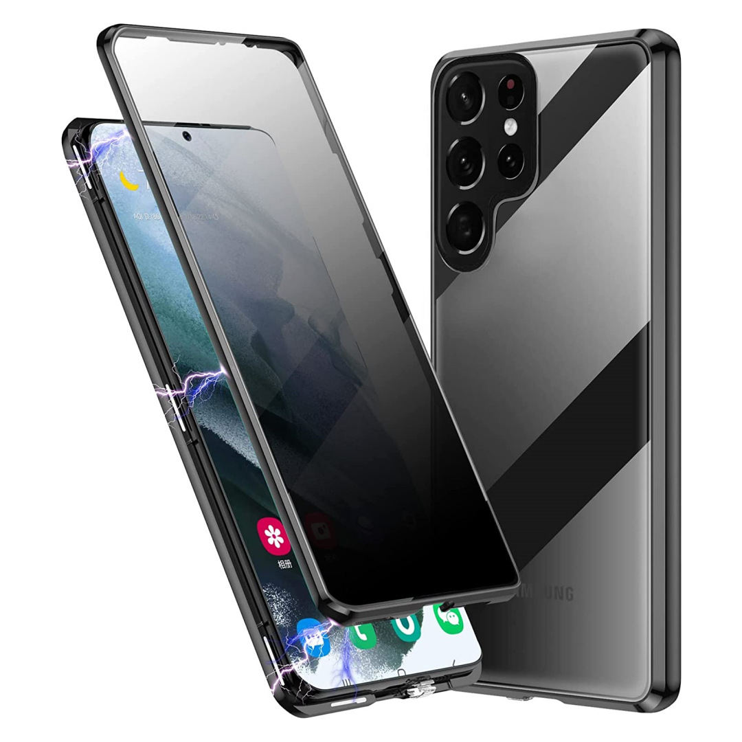 Anti-peeping 360° protection magnetic tempered glass case for Samsung