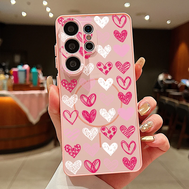 Mini Heart Printed Magnetic Case For Samsung
