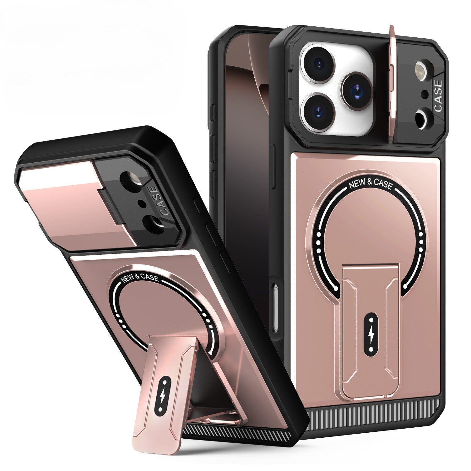 Armor magnetic bracket full-cover lens case For  iPhone