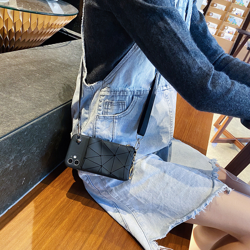 Crossbody anti-fall wallet silicone case for iPhone