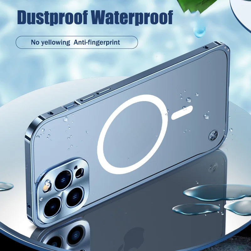 Magsafe Magnetic Metal Aluminum Alloy Translucent Case For iPhone