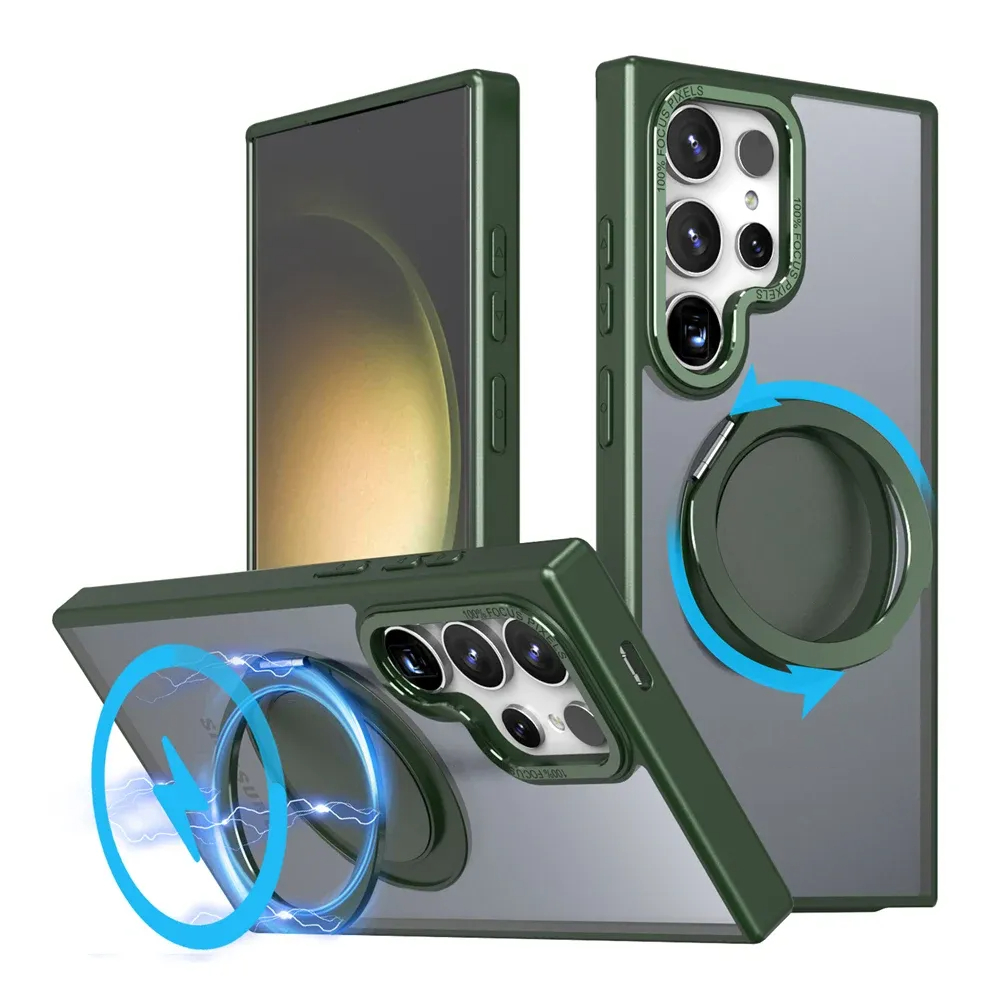 MagSafe 360 ° Rotating Magnetic Ring Matte Case for Samsung