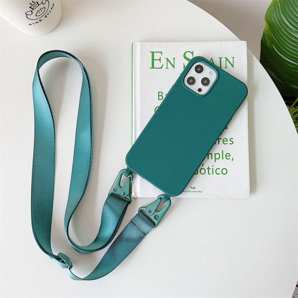 Matte Soft Silicone Crossbody Case For iPhone