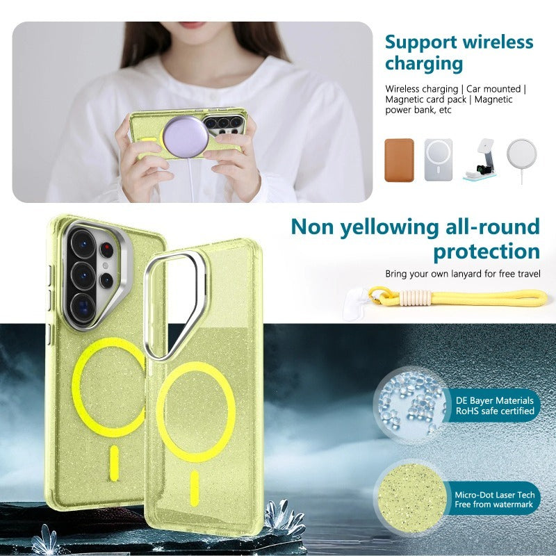 Transparent Glitter Lanyard Magnetic Case For Samsung