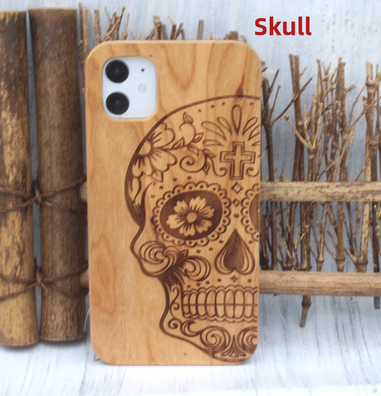 feature cherry wood laser engraving case for iphone