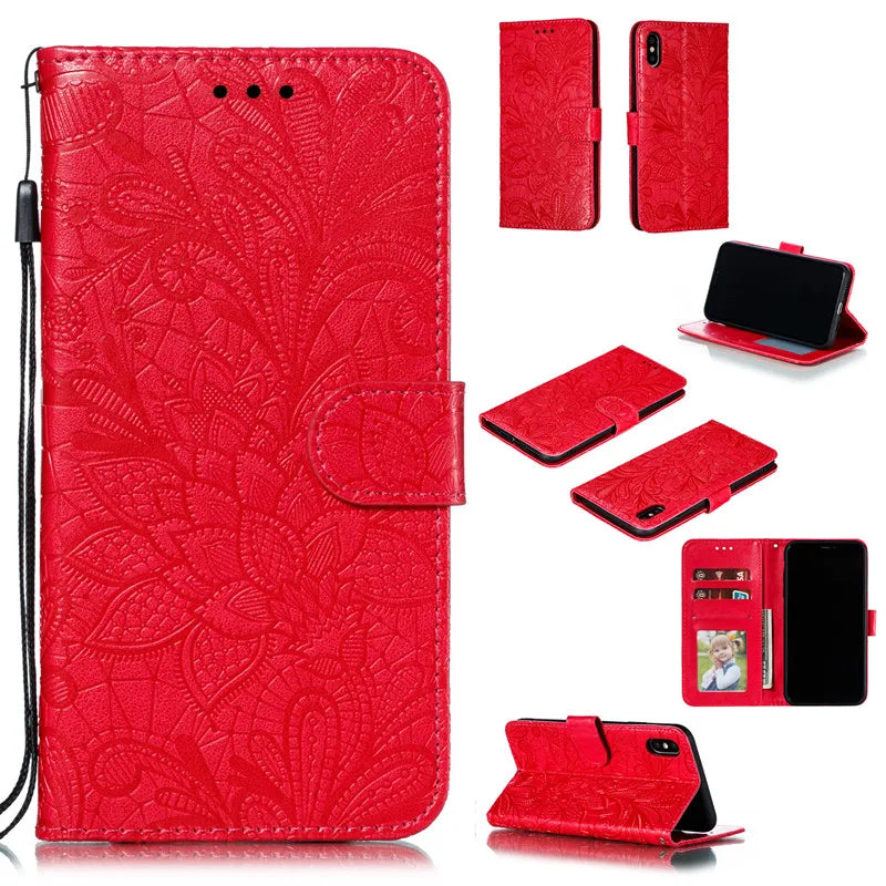Stylish Embossed Leather Wallet Case For iphone