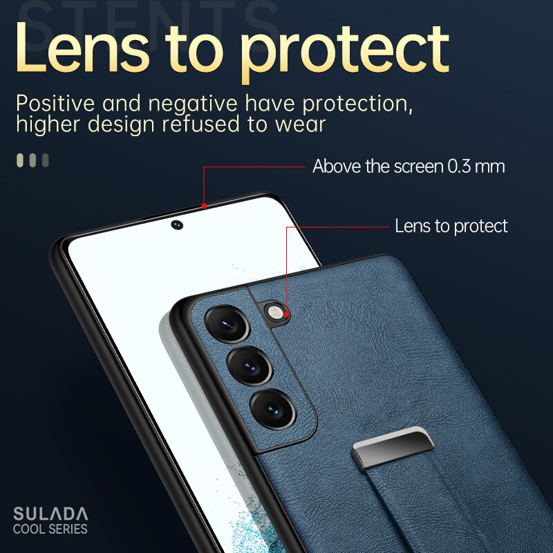 Leather Wristband Hand Strap Case for Samsung