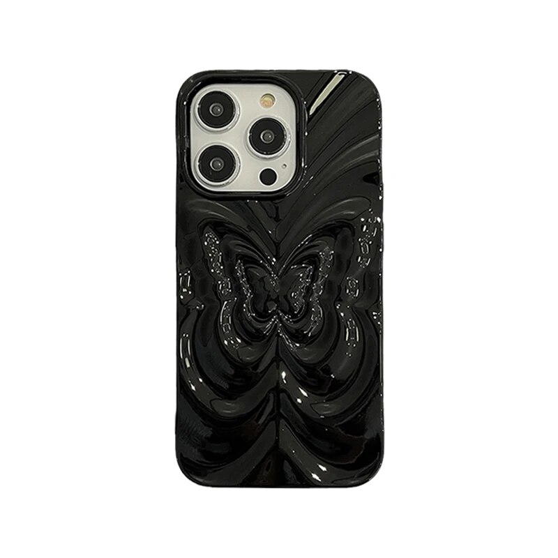 Ins 3D Fold Butterfly Glossy Case For iPhone