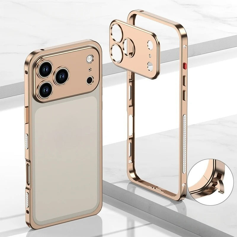 Luxury Alloy Lens Protect Silicone Lining Frame Case For iPhone