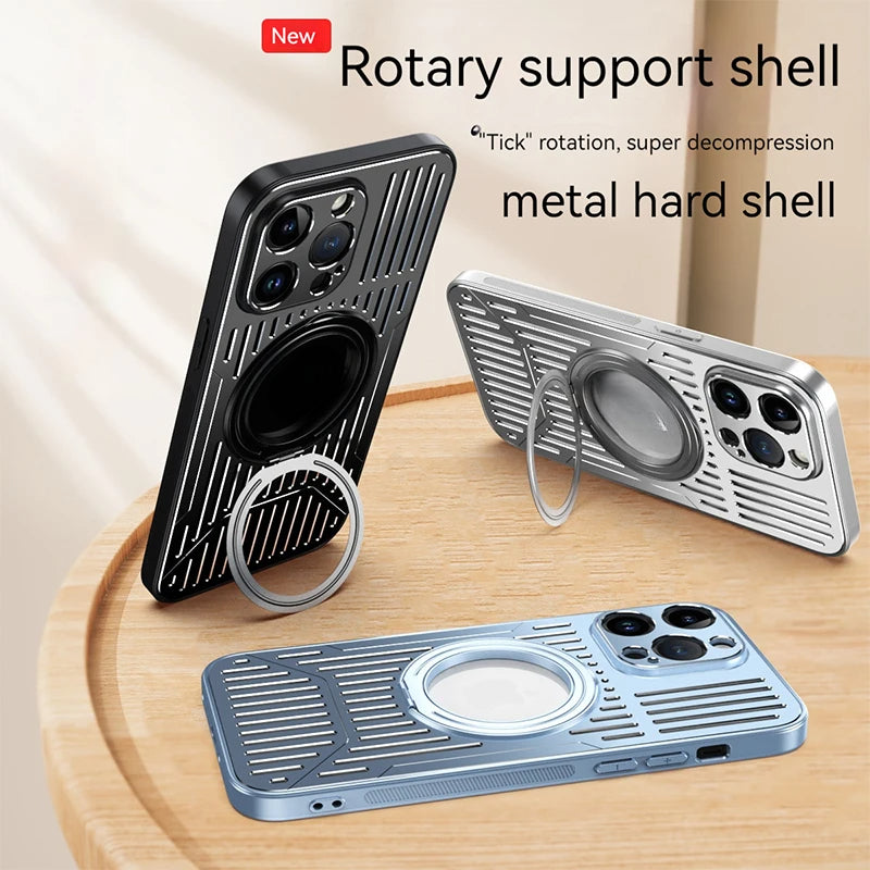 Heat Dissipation Metal Rotating Bracket Case For iPhone