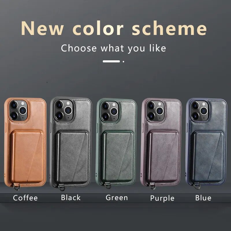 Wallet Card Slot Leather Case for iPhone