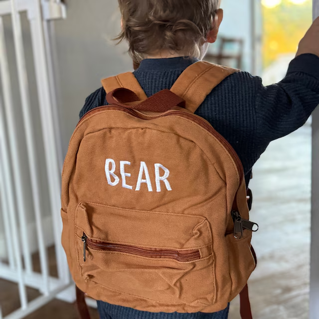 Personalized Embroidery Kid Canvas Backpack