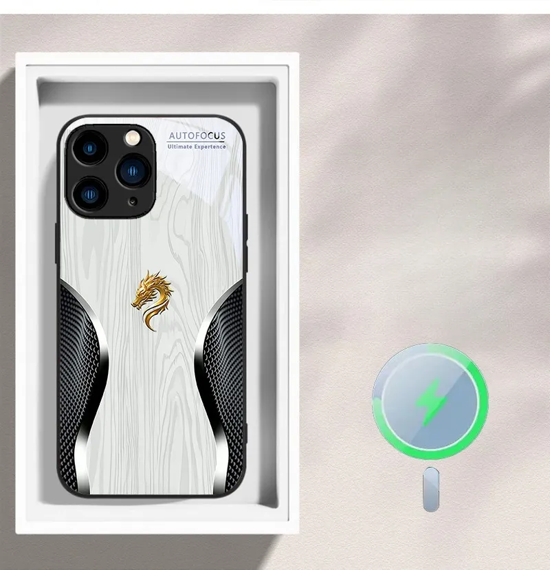 Magsafe Dragon Spirit Wood Grain Case For iPhone