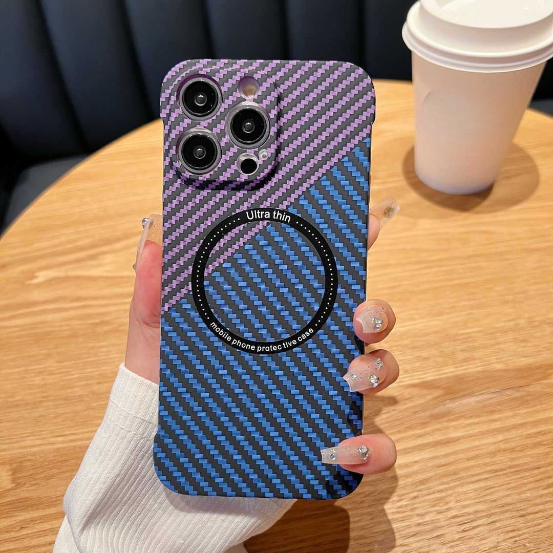 Magsafe Magnetic frameless carbon fiber half-pack case For iPhone