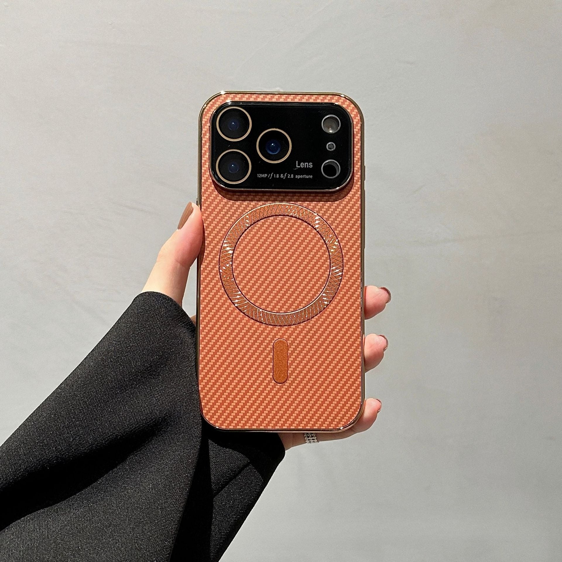 Large-view carbon fiber magnetic case for iPhone