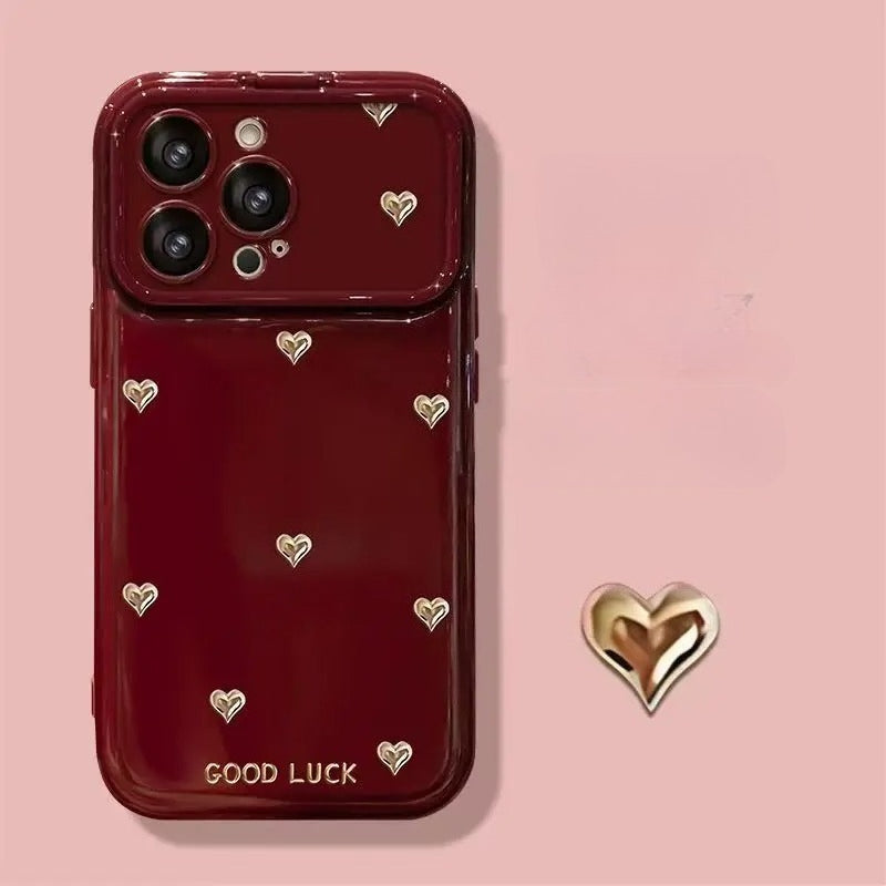 Love Heart Bow Pattern With Mirror Lens Bracket Case For IPhone