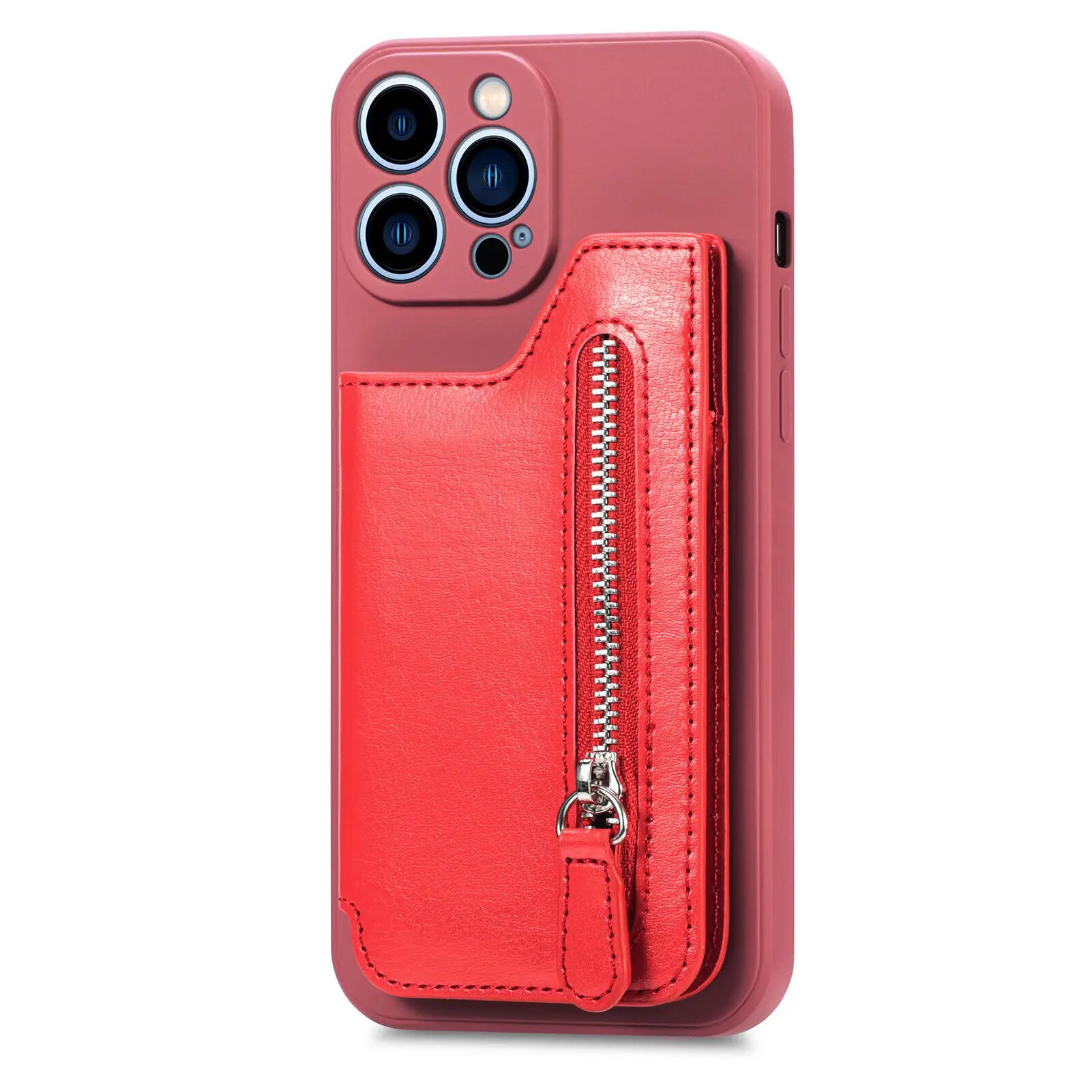 Zipper Cards Leather Wallet Case For iPhone