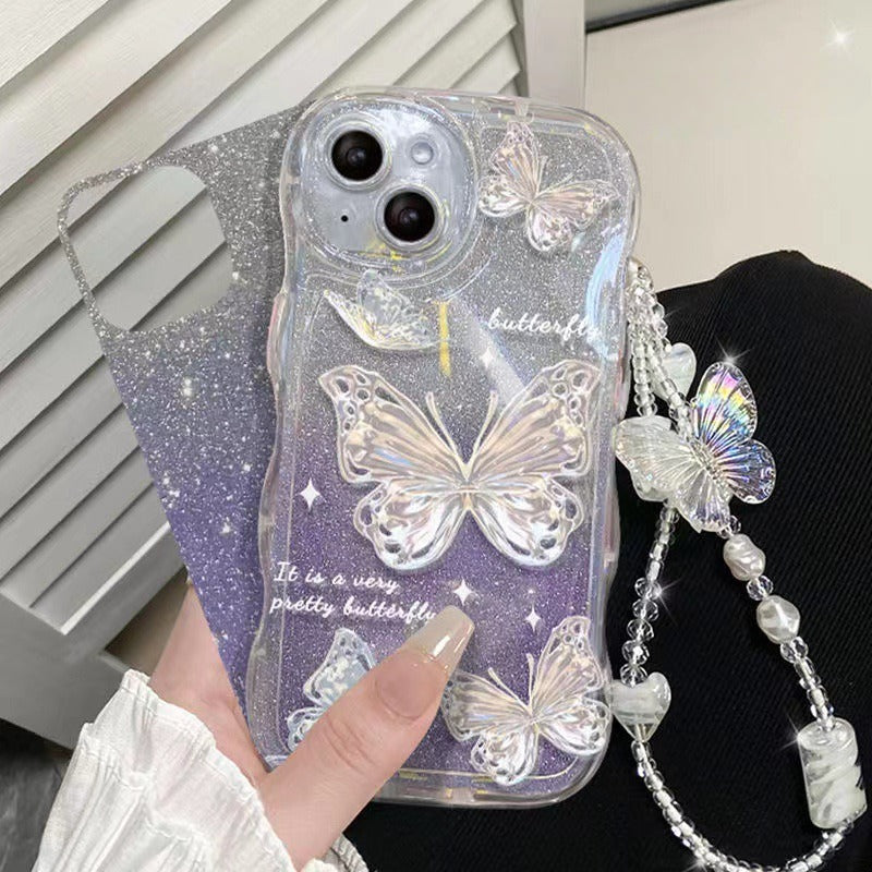 Wave Fairy Glitter Butterfly Silicone Case for iPhone