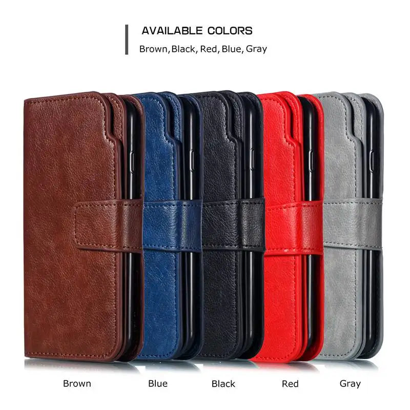 9 Card Slots Double Layer Wallet Flip Cover Case for iPhone