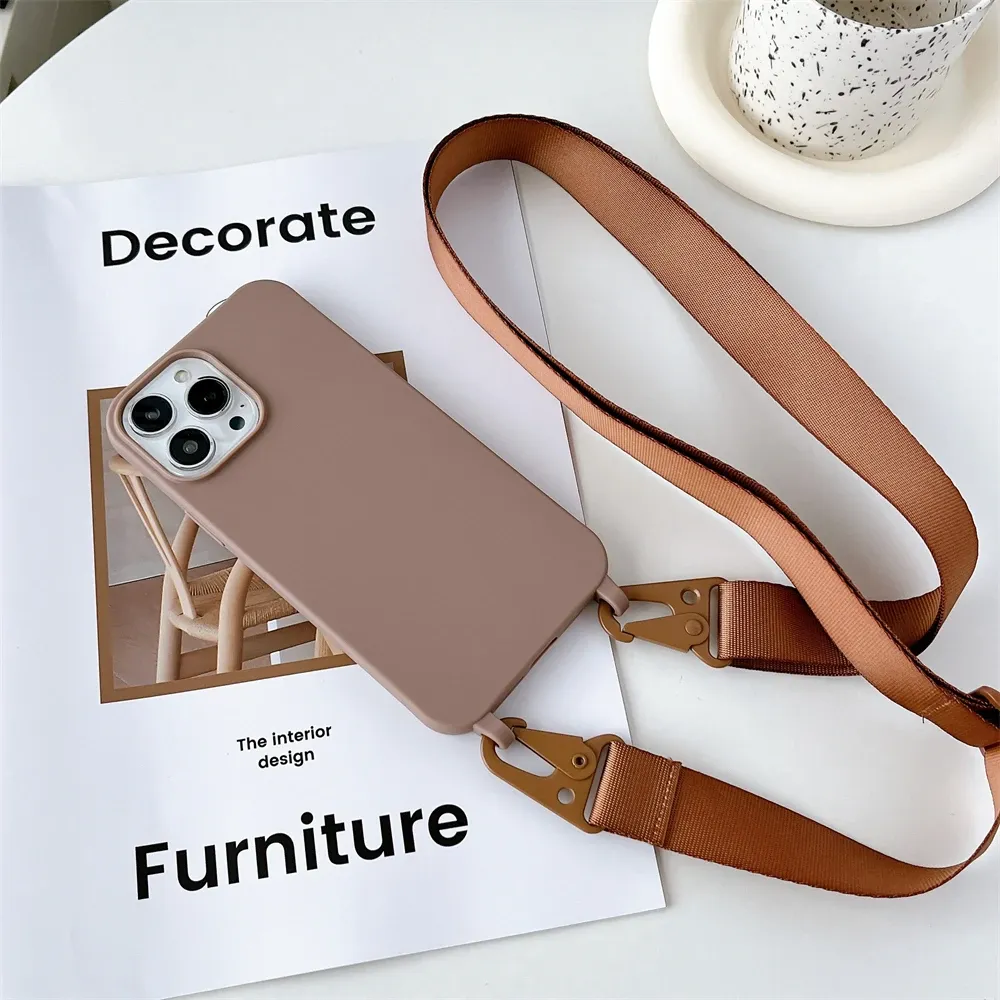 Matte Soft Silicone Crossbody Case For iPhone