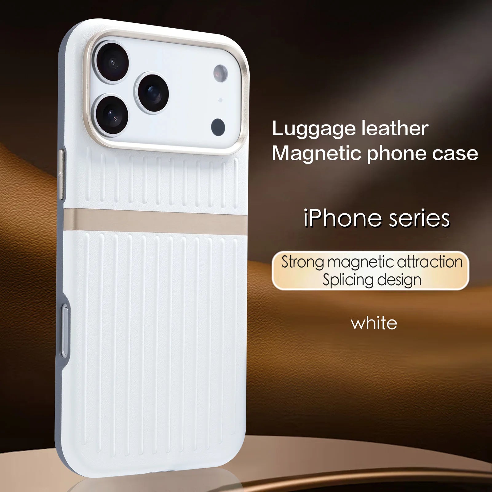 Strong Magnet Embossed Textured Leather Case For iPhone