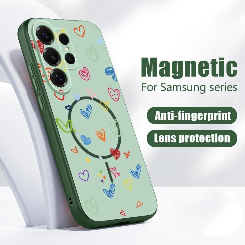 Mini Heart Printed Magnetic Case For Samsung