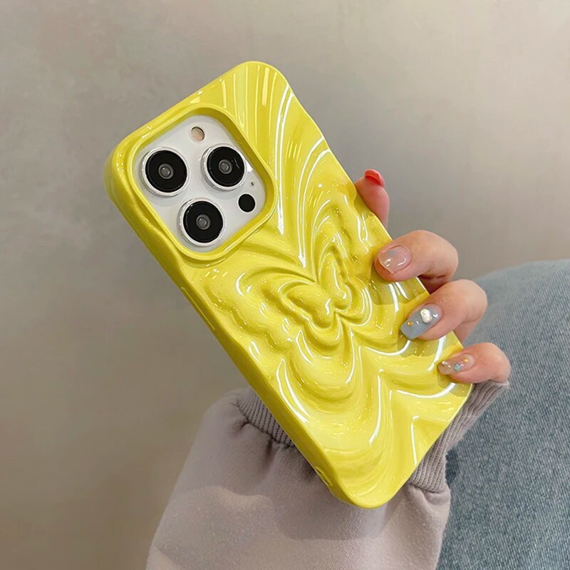 Ins 3D Fold Butterfly Glossy Case For iPhone