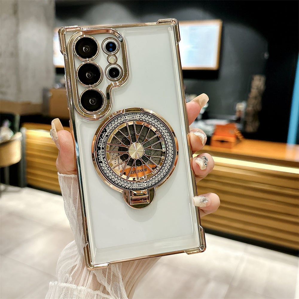 Electroplating Anti-drop Rotating Gyro Magnetic Stand Case For Samsung