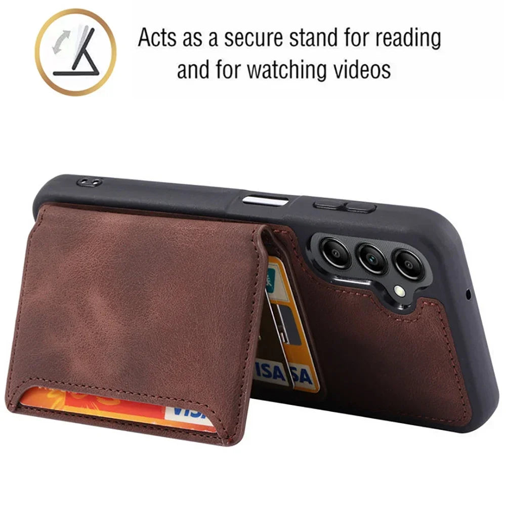 Business Leather Wallet RFID Flip Case For Samsung