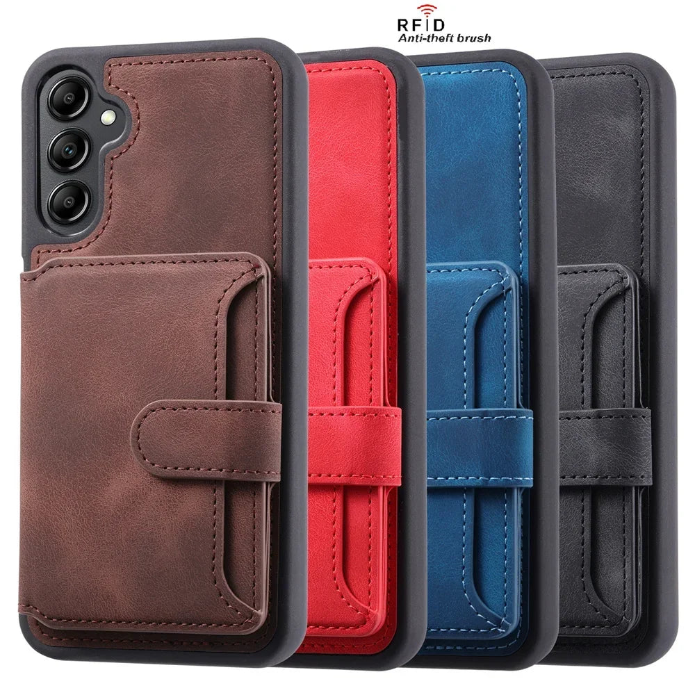 Business Leather Wallet RFID Flip Case For Samsung