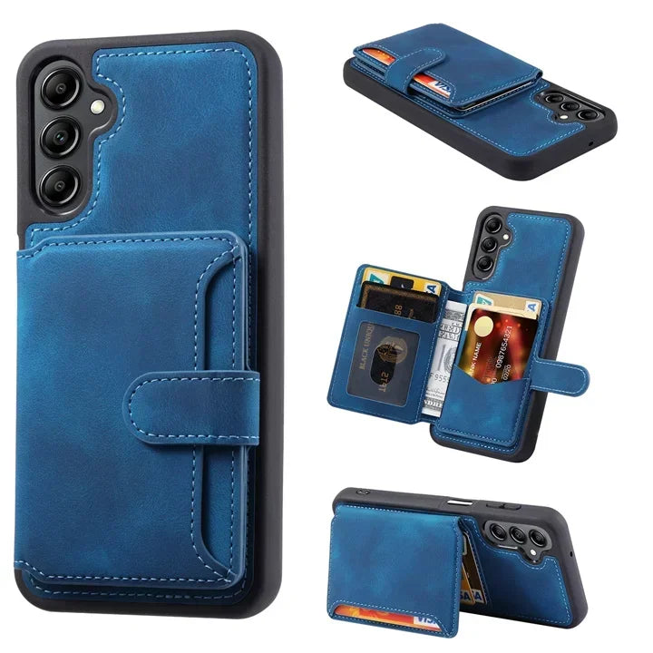 Business Leather Wallet RFID Flip Case For Samsung