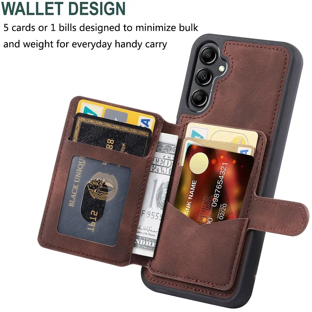 Business Leather Wallet RFID Flip Case For Samsung