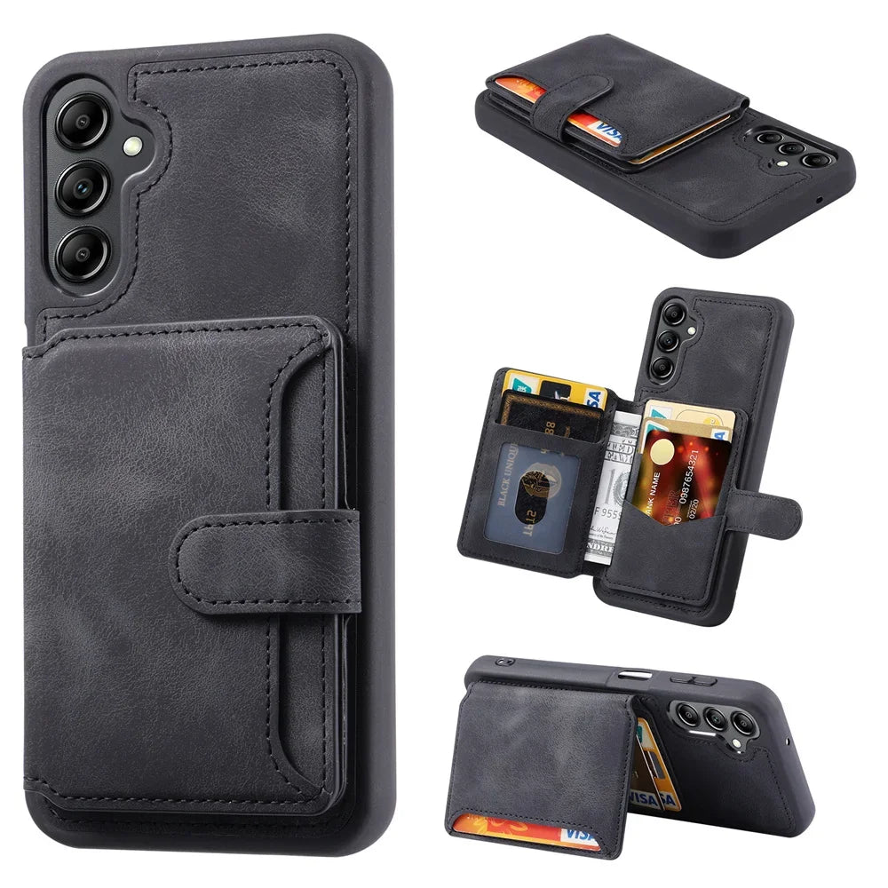 Business Leather Wallet RFID Flip Case For Samsung