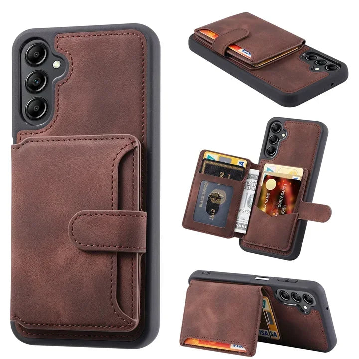 Business Leather Wallet RFID Flip Case For Samsung