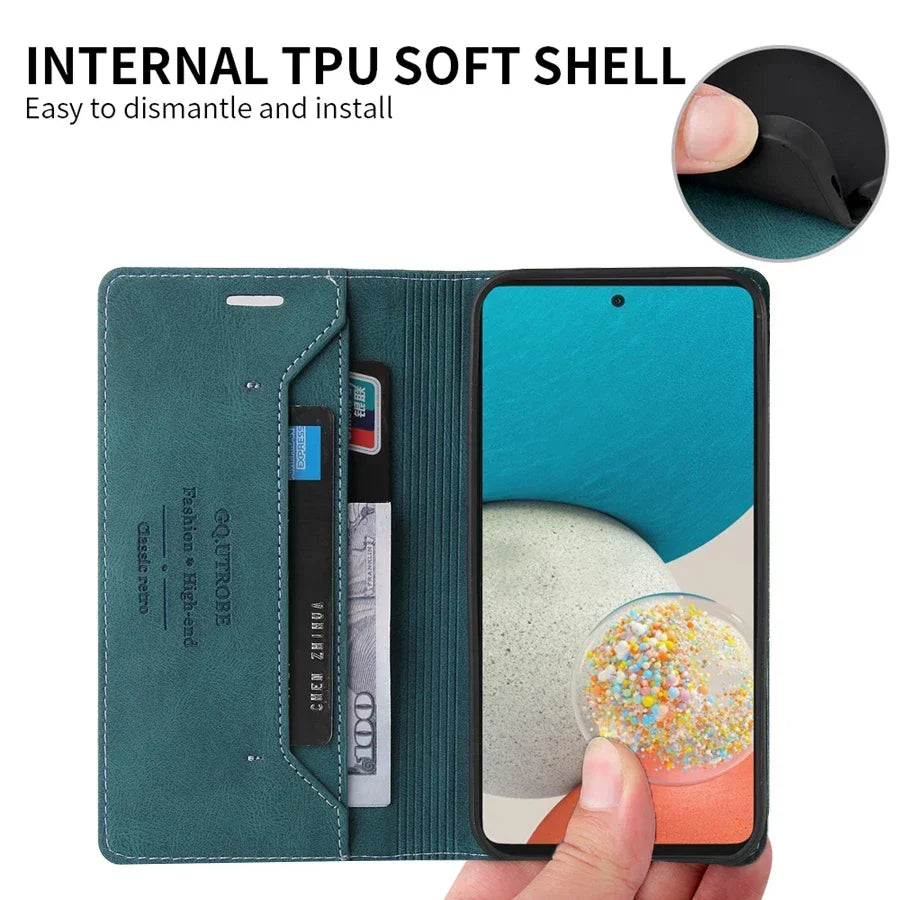 Anti-theft Flip Leather Wallet Case For Samsung Galaxy A