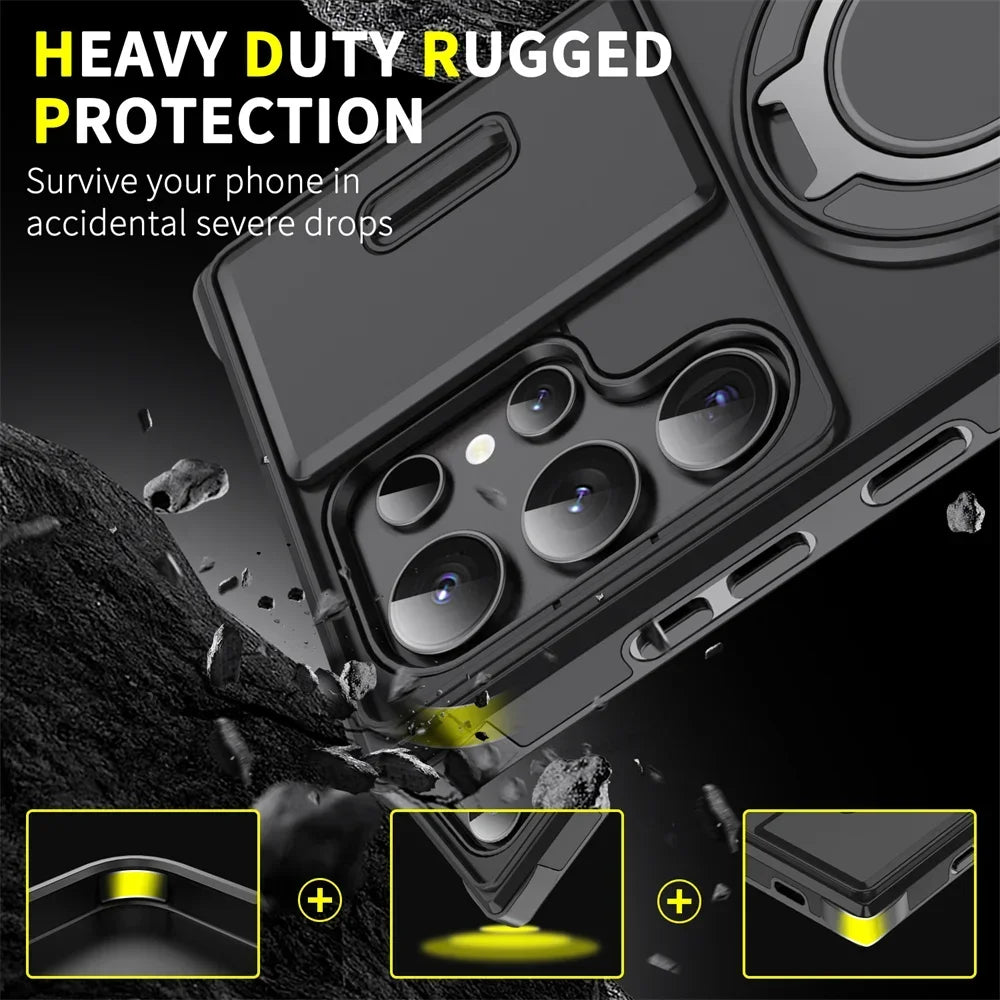 Slide Camera Protection Magnetic Bracket Case for Samsung