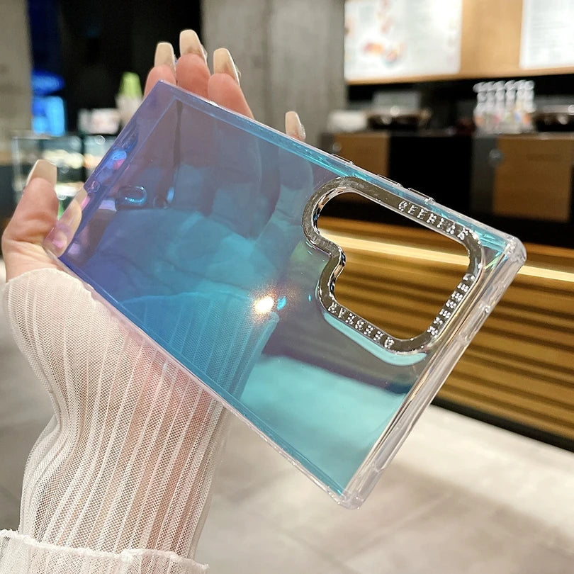 Glitter Shell Gradient Feather Plating  Case for Samsung