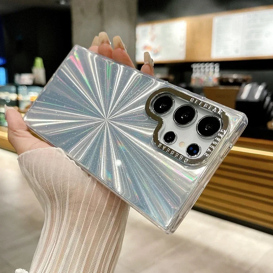 Glitter Shell Gradient Feather Plating  Case for Samsung