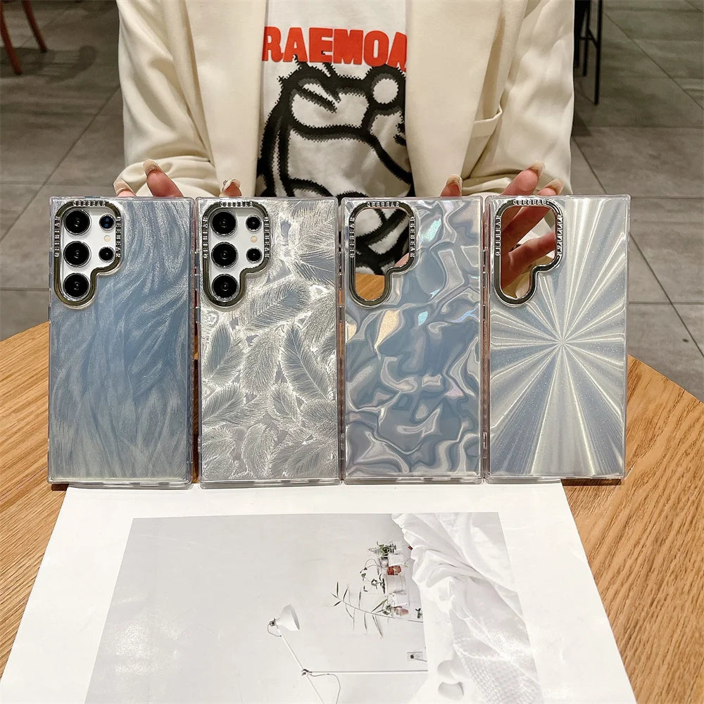 Glitter Shell Gradient Feather Plating  Case for Samsung