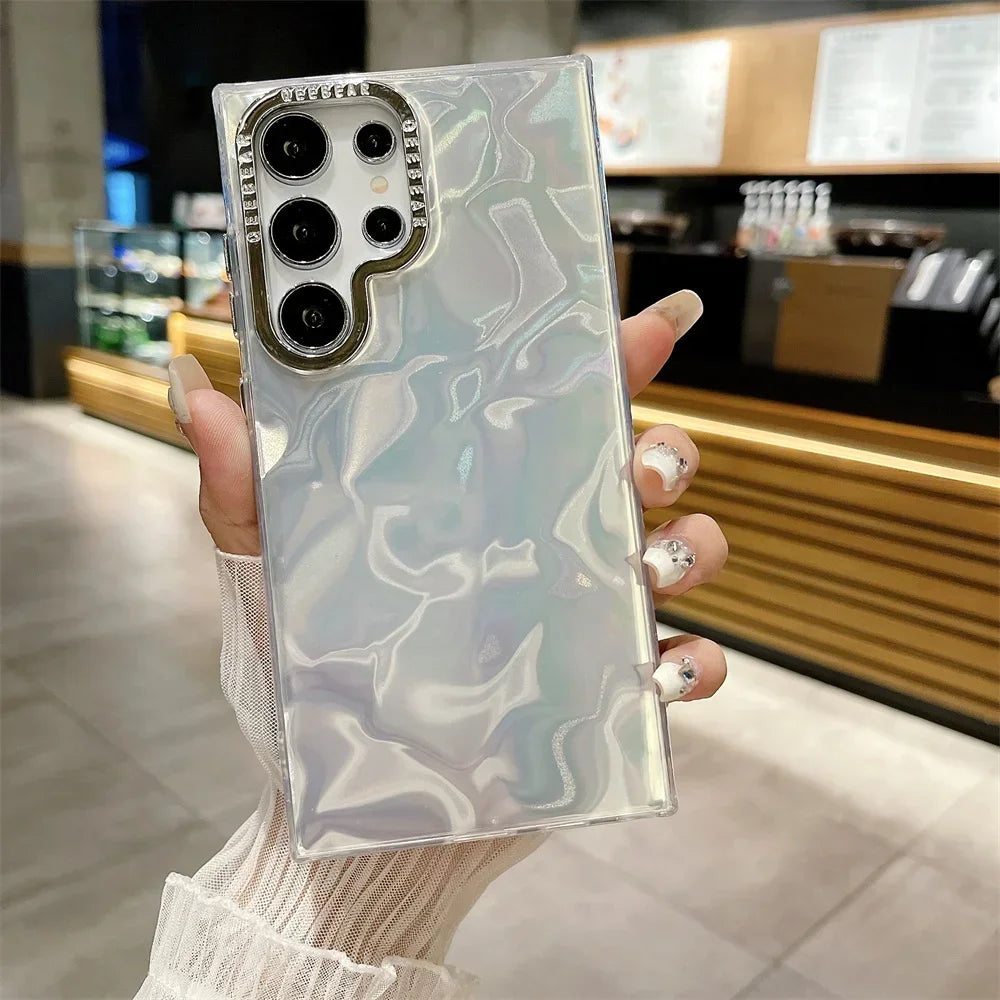 Glitter Shell Gradient Feather Plating  Case for Samsung