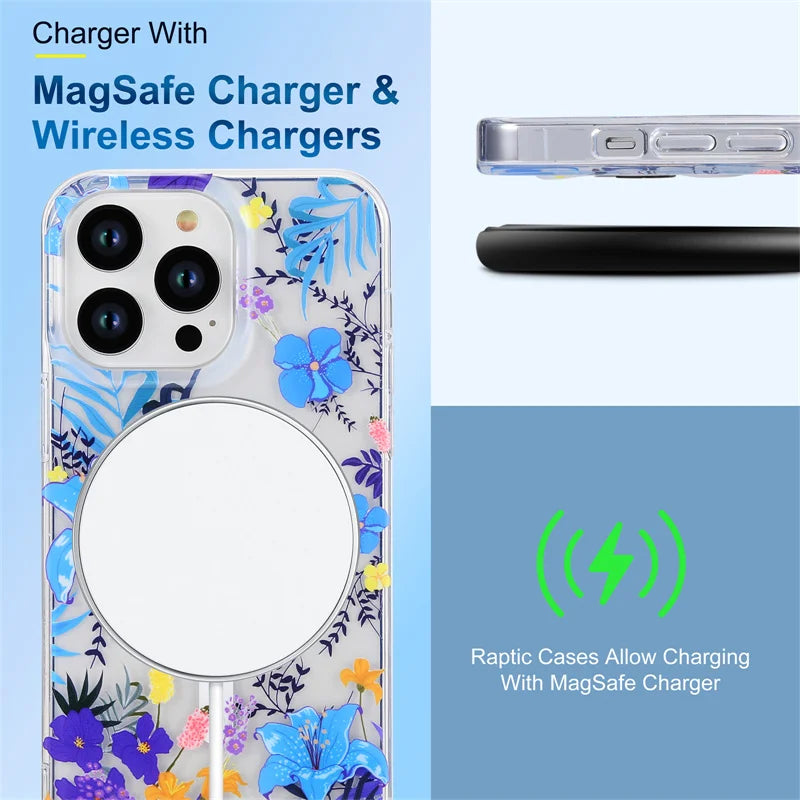 Beautiful Flowers Transparent Magsafe Case for iPhone