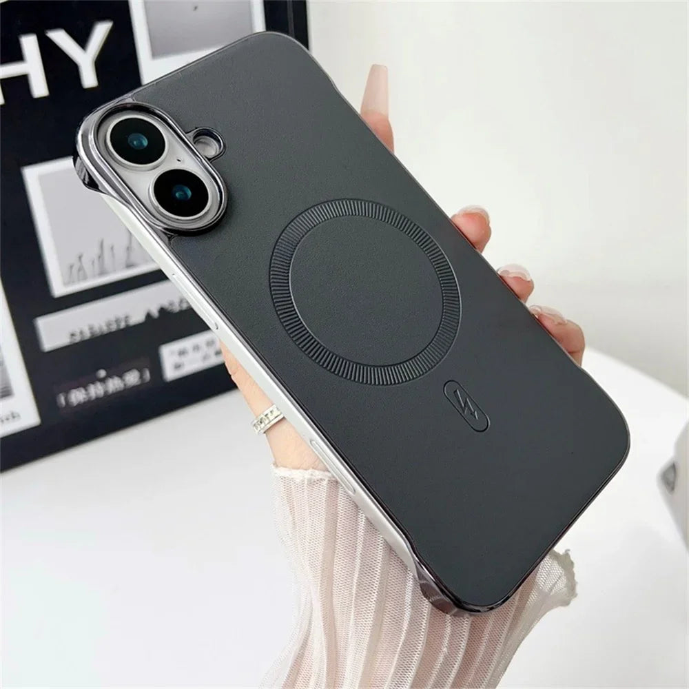 Wireless Charge Magsafe Leather Thin Borderless Case For iPhone