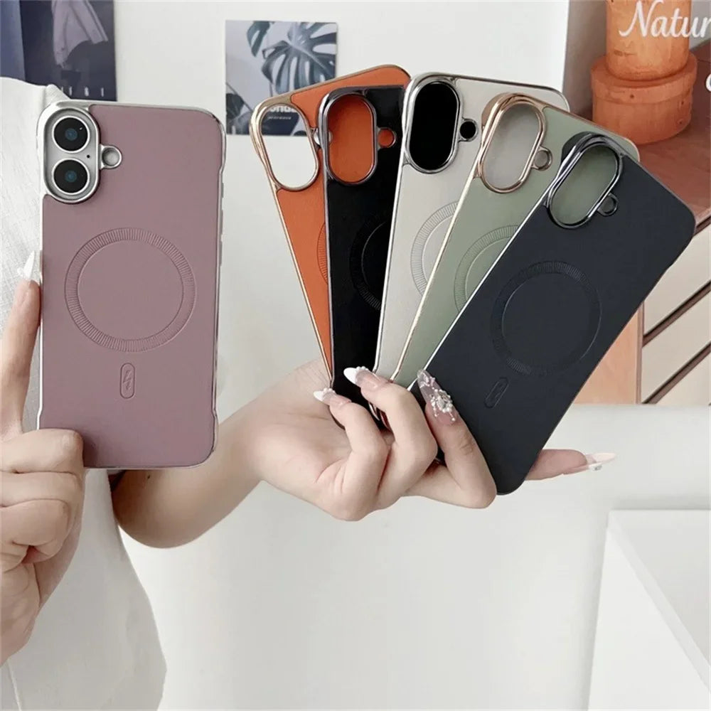 Wireless Charge Magsafe Leather Thin Borderless Case For iPhone